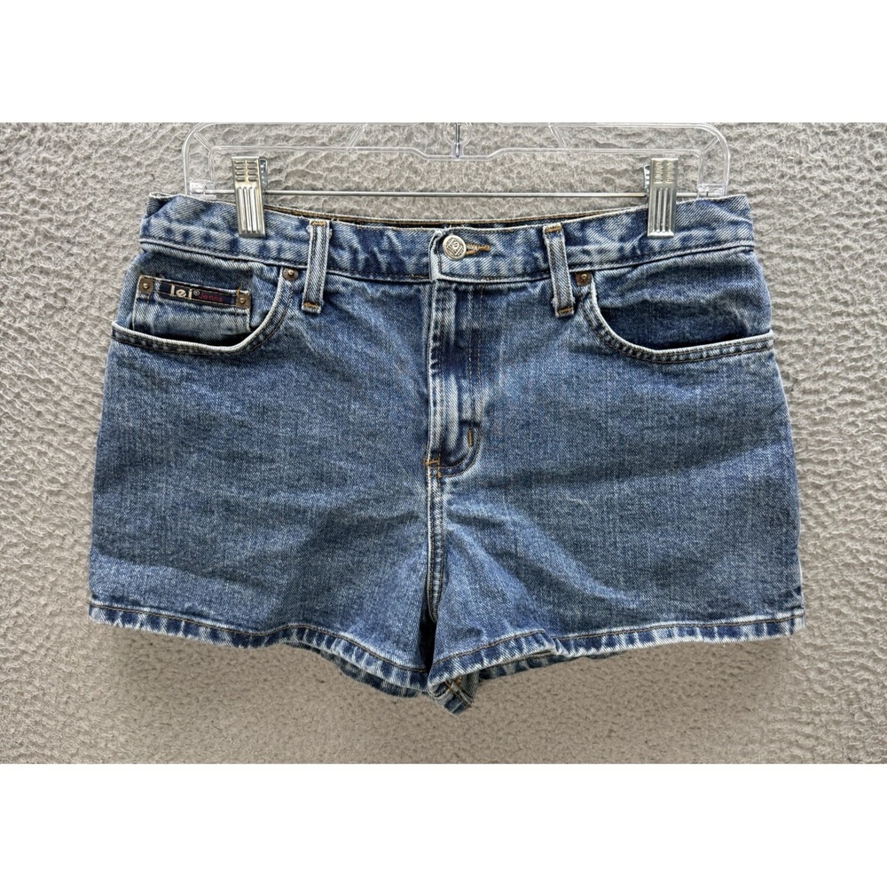 Vintage LEI Shorts Womens 13 Blue Denim High Rise Distressed Grunge 90s Y2K